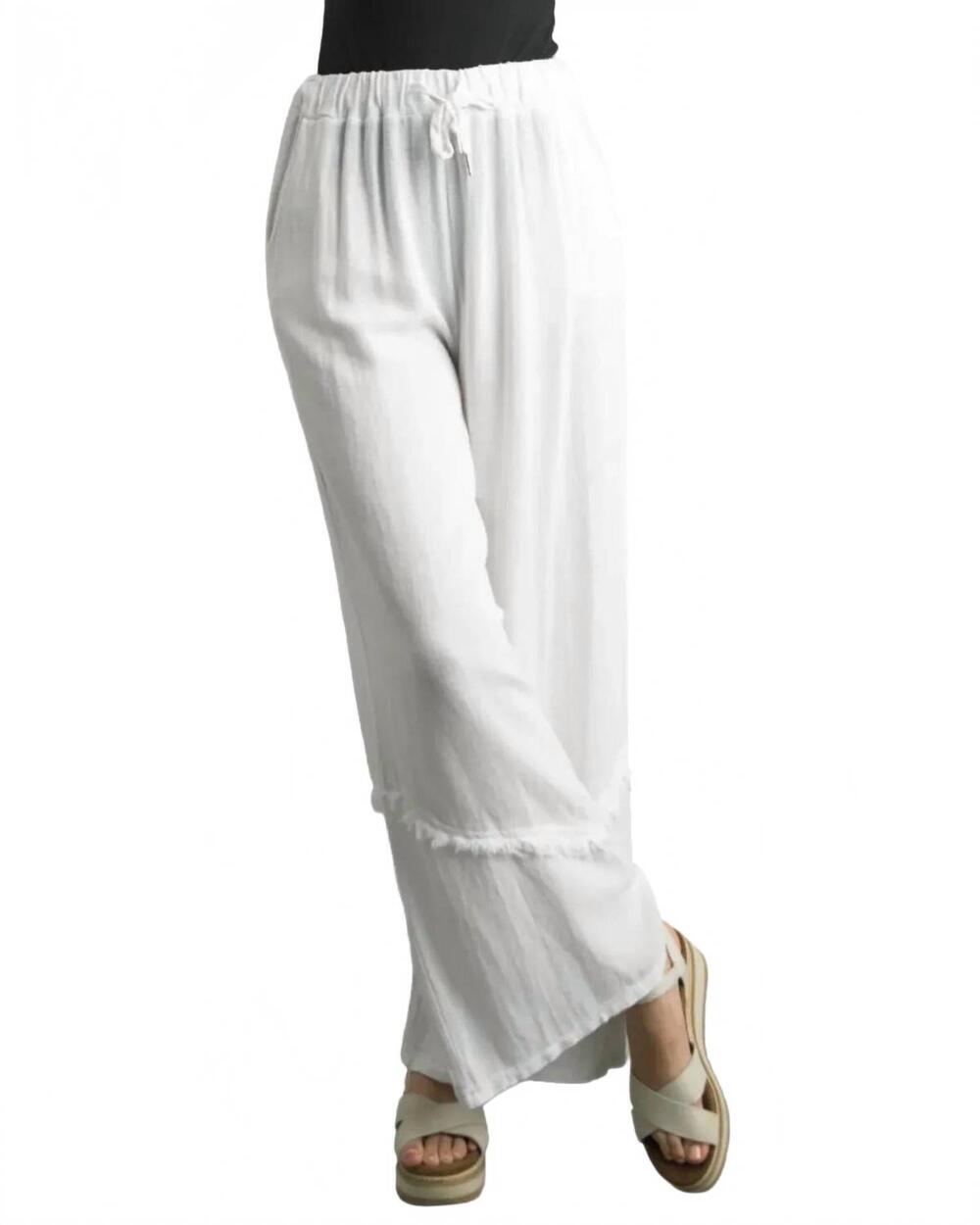 NEW TEMPO PARIS palazzo linen pants in white